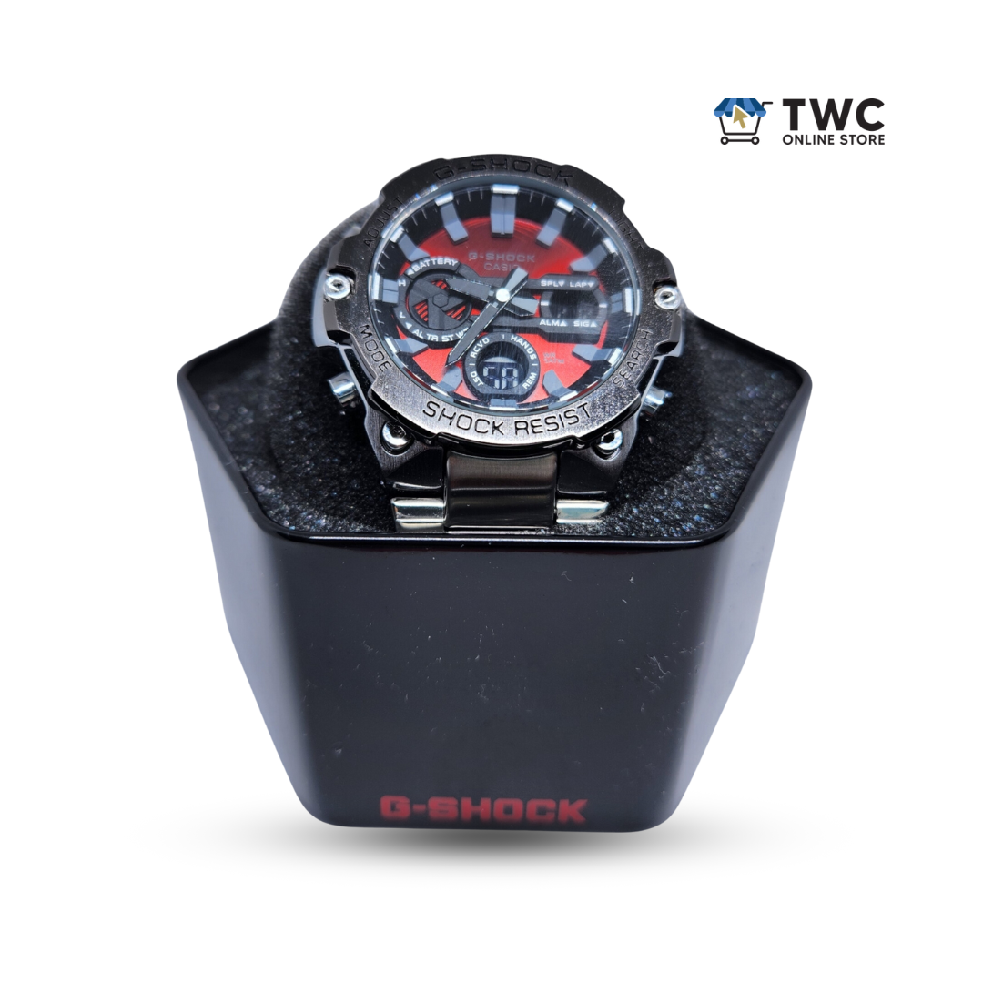 Gsteel Men's Watch (Silver And Red Timeface) Gst006 - Image 5