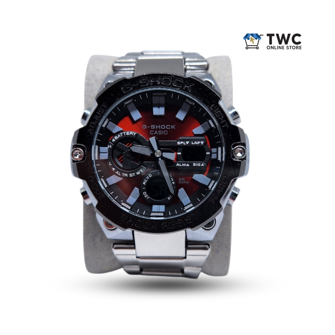Gsteel Men's Watch (Silver And Red Timeface) Gst006 - Image 2